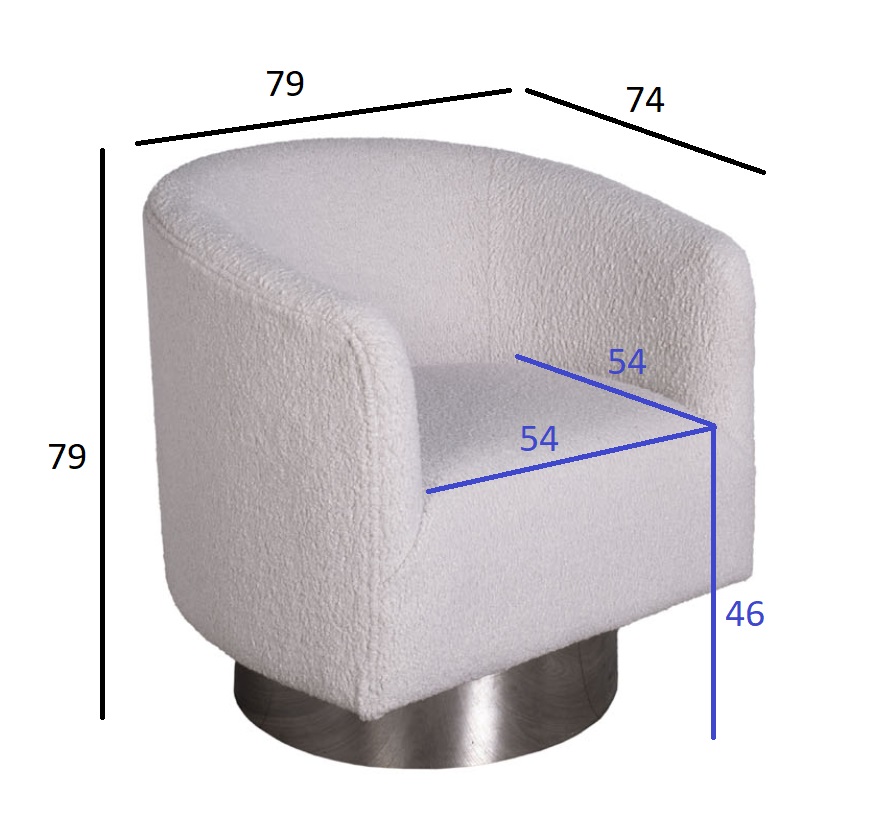 48MY-KRES-2841 SER Кресло вращающееся, иск.каракуль серый 79*74*79cм