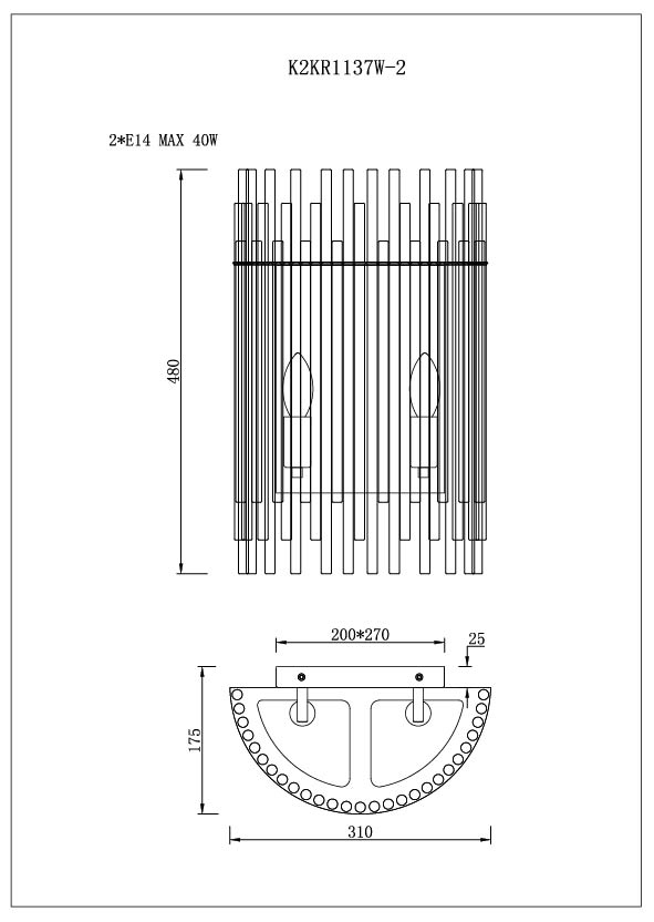 Бра Garda Decor из прозрачного стекла (хром) K2KR1137W-2