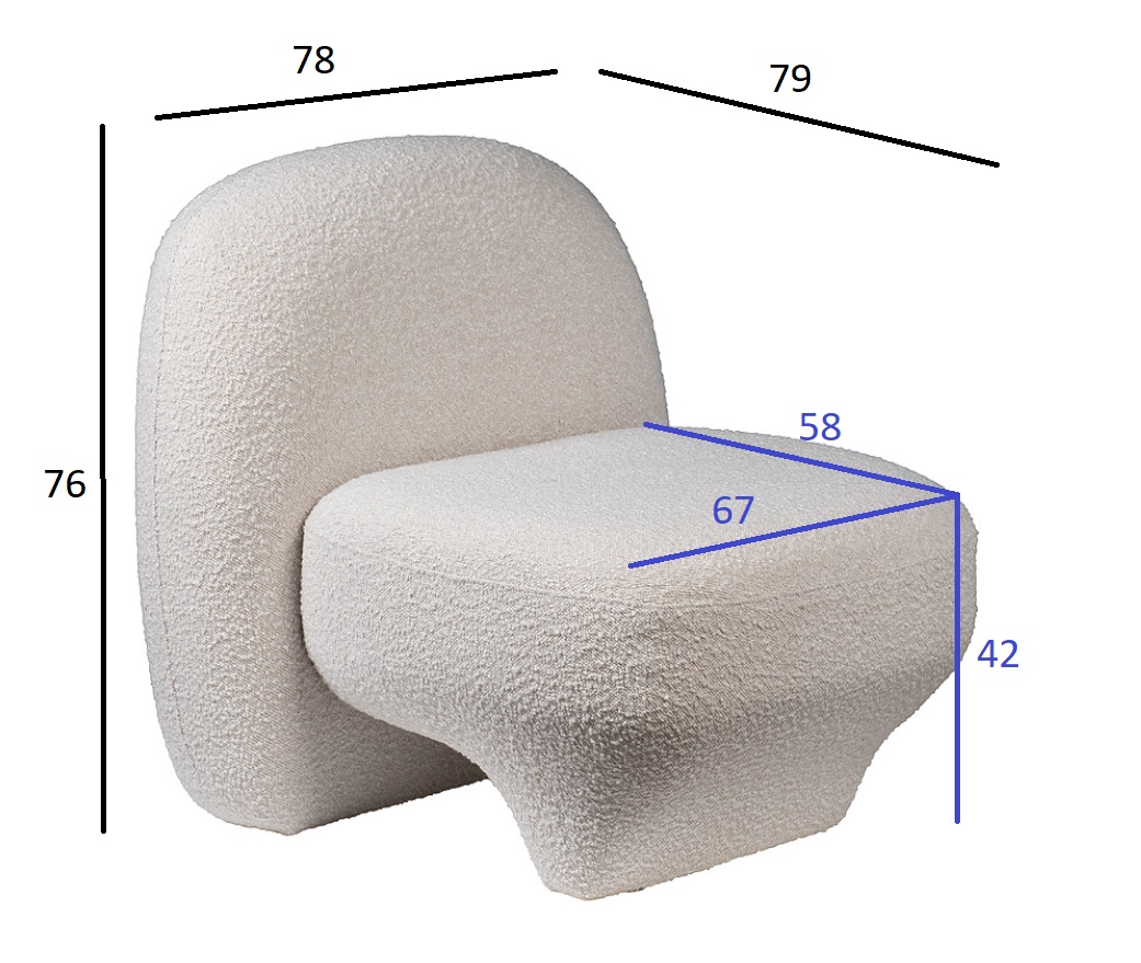 ZW-23126 Кресло Albano букле белое 78*79*76см