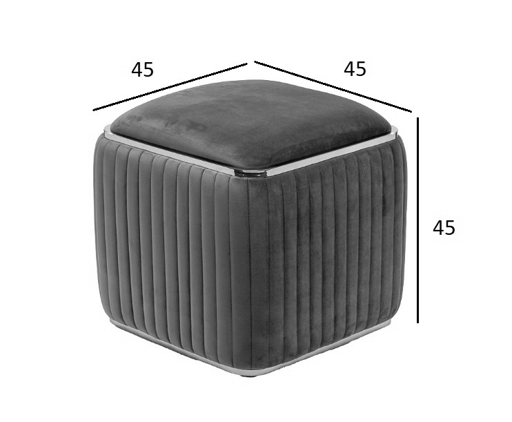102AN-PUF-1300-SER Пуф Glarus, велюр серый 45*45*45 см