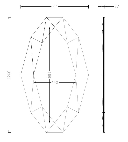 KFG133 Зеркало в матовой зеркальной раме 71*3*120см