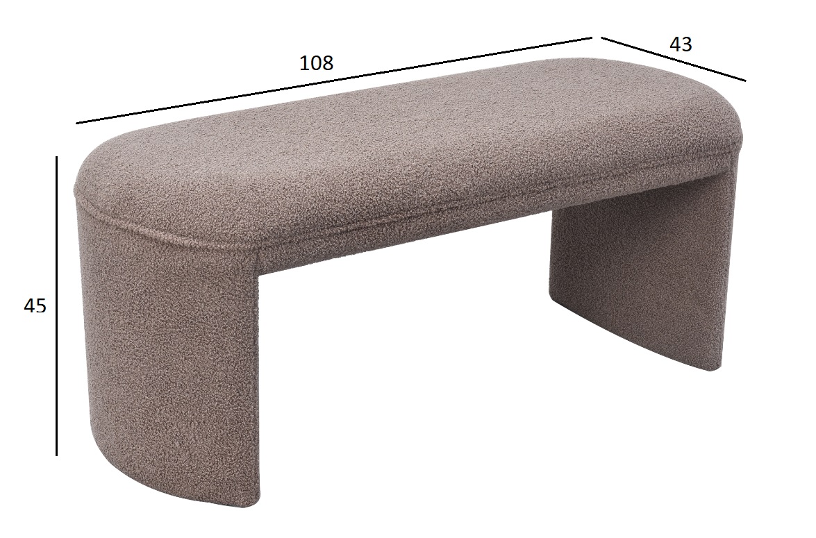N-55700 Банкетка TEDDY серая 108*43*45см