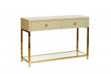 Консоль Garda Decor с ящиками бежевое стекло/золото KFC762E7