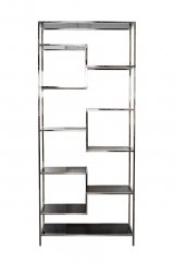 Стеллаж Garda Decor с черным стеклом (хром) 46AS-SH1408-SILVER