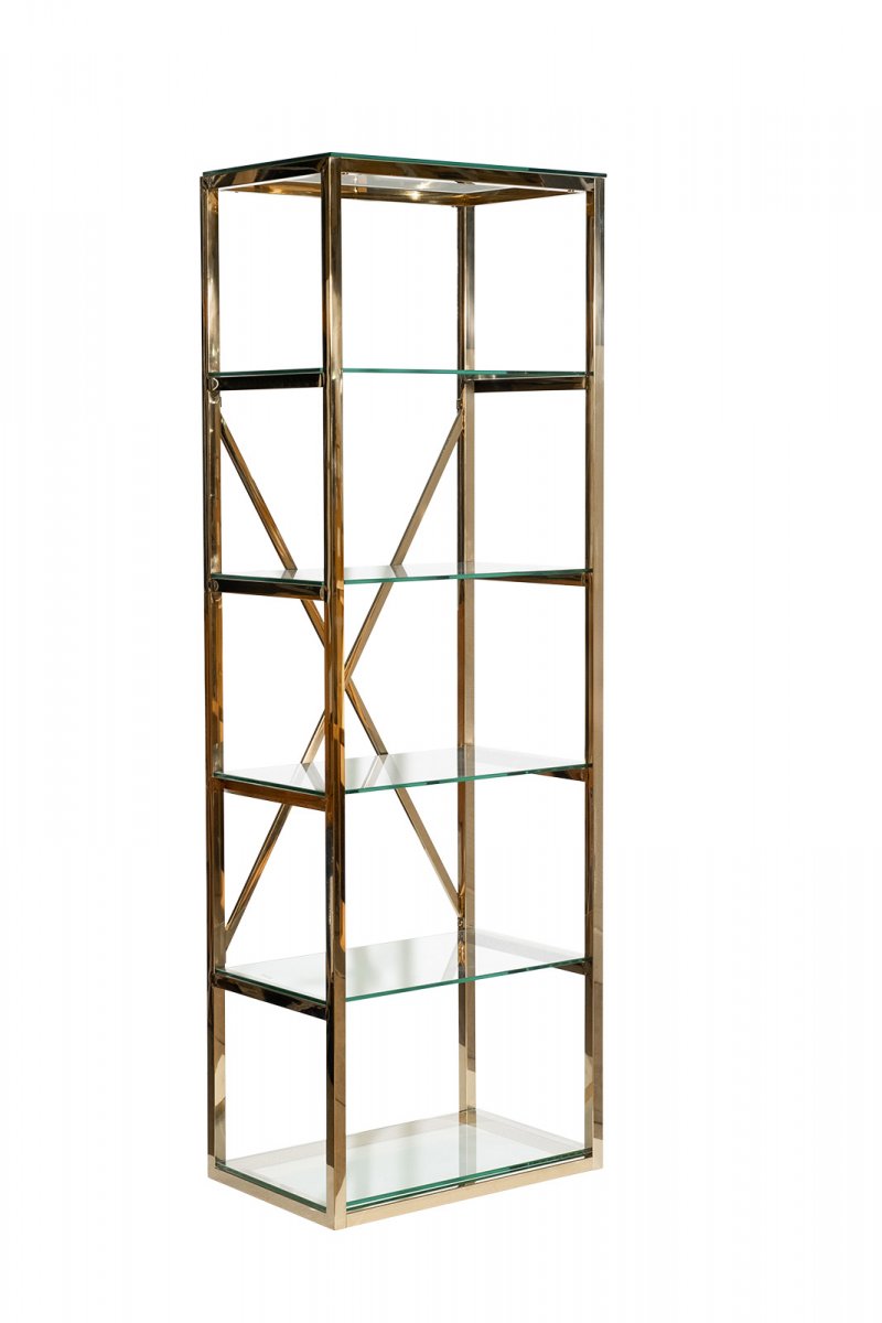 GY-01000 Стеллаж стекло прозр/золото 60*40*180см