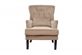 Кресло Garda Decor велюровое бежевое (с подушкой) 24YJ-7004-06413/1