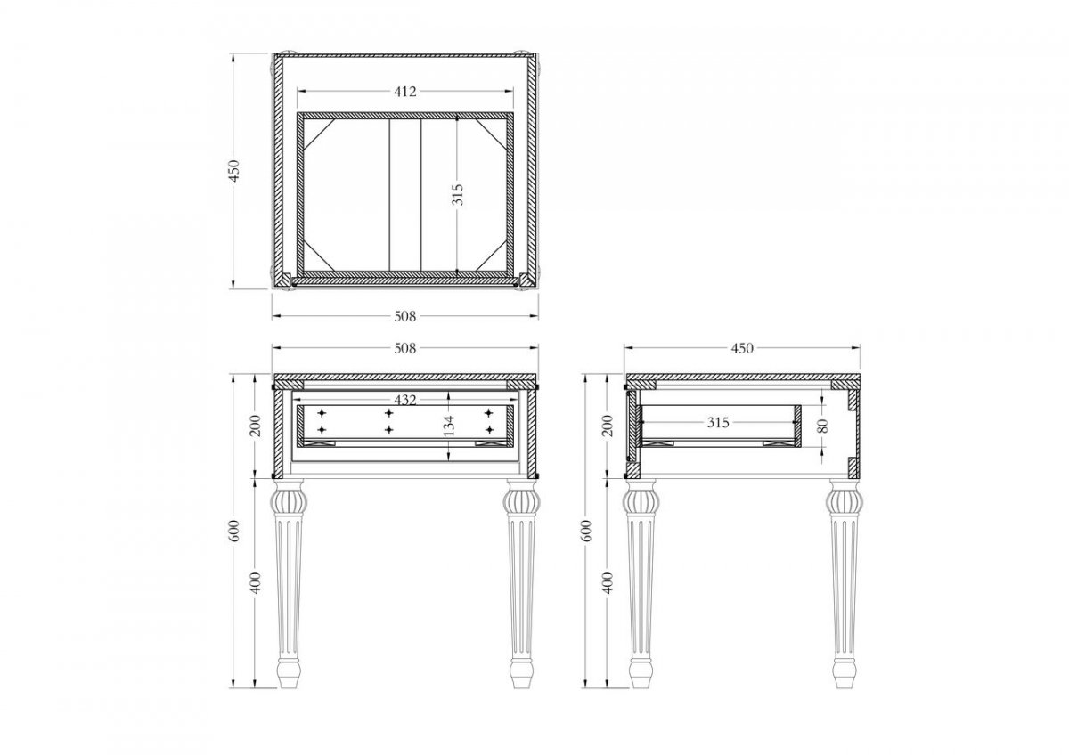 KFG1509 Тумба с зерк. отделкой с ящиком 51*45*60см