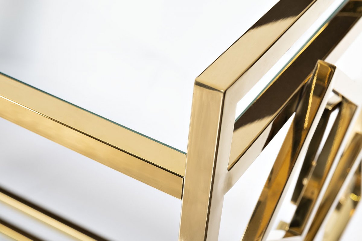 GY-CRT8164GOLD Стол-тележка сервировочн ст.прозр/золото 80*40*83