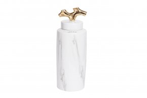 Ваза Garda Decor керамическая с крышкой бело-серая 55RD3226L