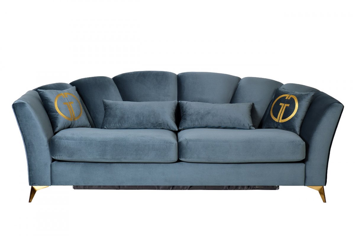 Диван Garda Decor Annette трехместный раскладной велюровый бирюзовый ANNETTE-3M-1K-БИРЮЗОВЫЙ-Riv87 ANNETTE-3M-2K-БИРЮЗОВЫЙ-Riv87