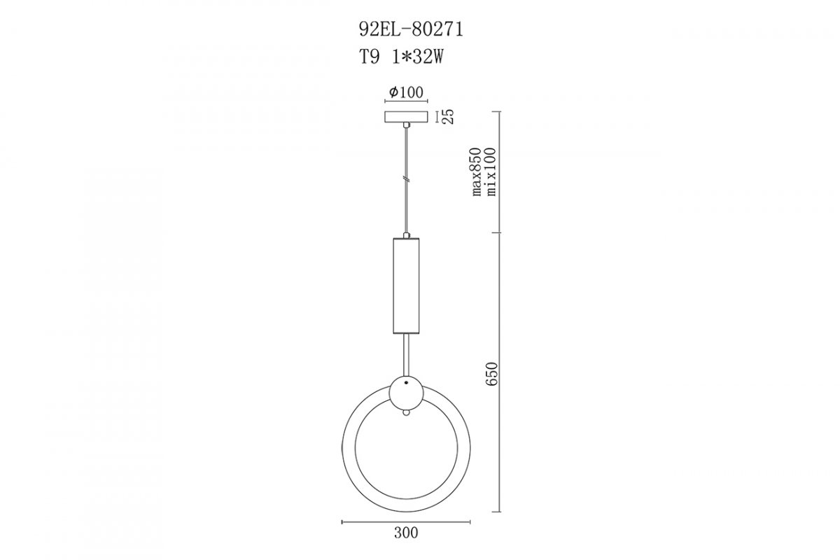 92EL-80271 Светильник подвесной латунь, h100см