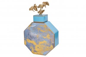 Ваза Garda Decor керамическая с крышкой (голубая с золотом) 55RD3570L
